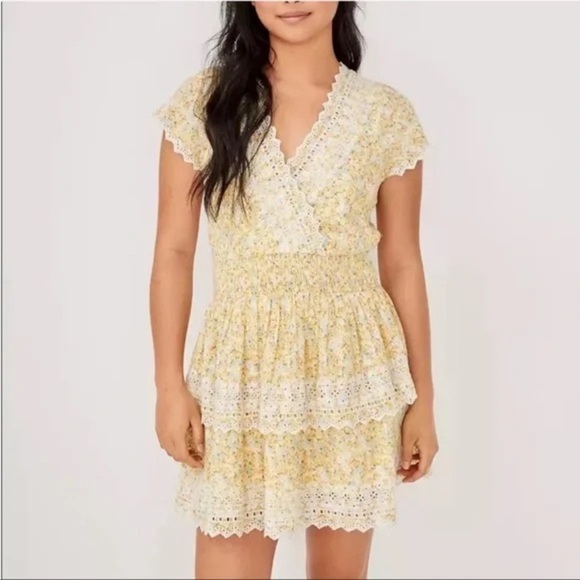 American Eagle Outfitters Yellow Flutter Sleeve Mini Dress - Picture 1 of 8